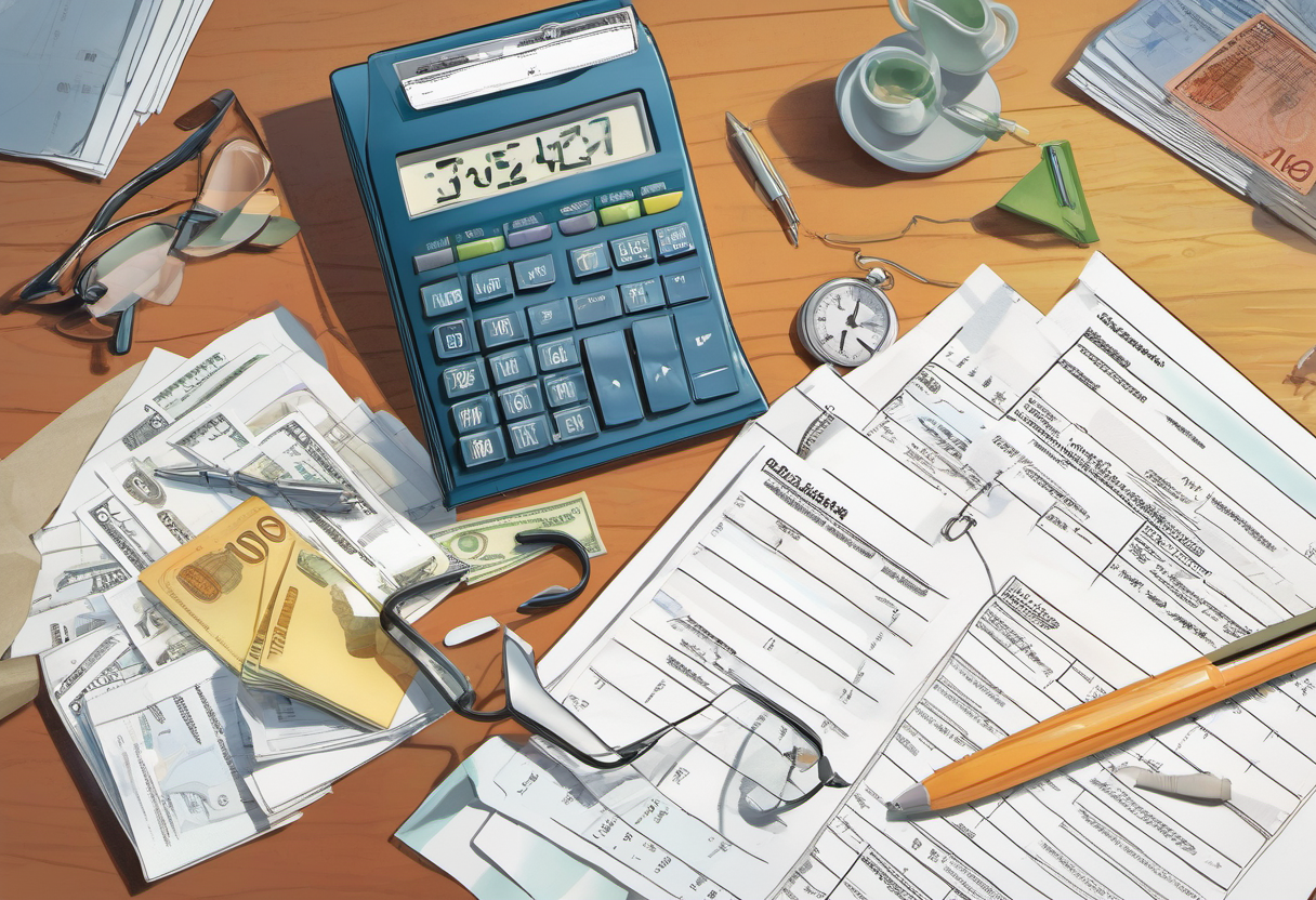 Year end tax checklist desk illustration without text